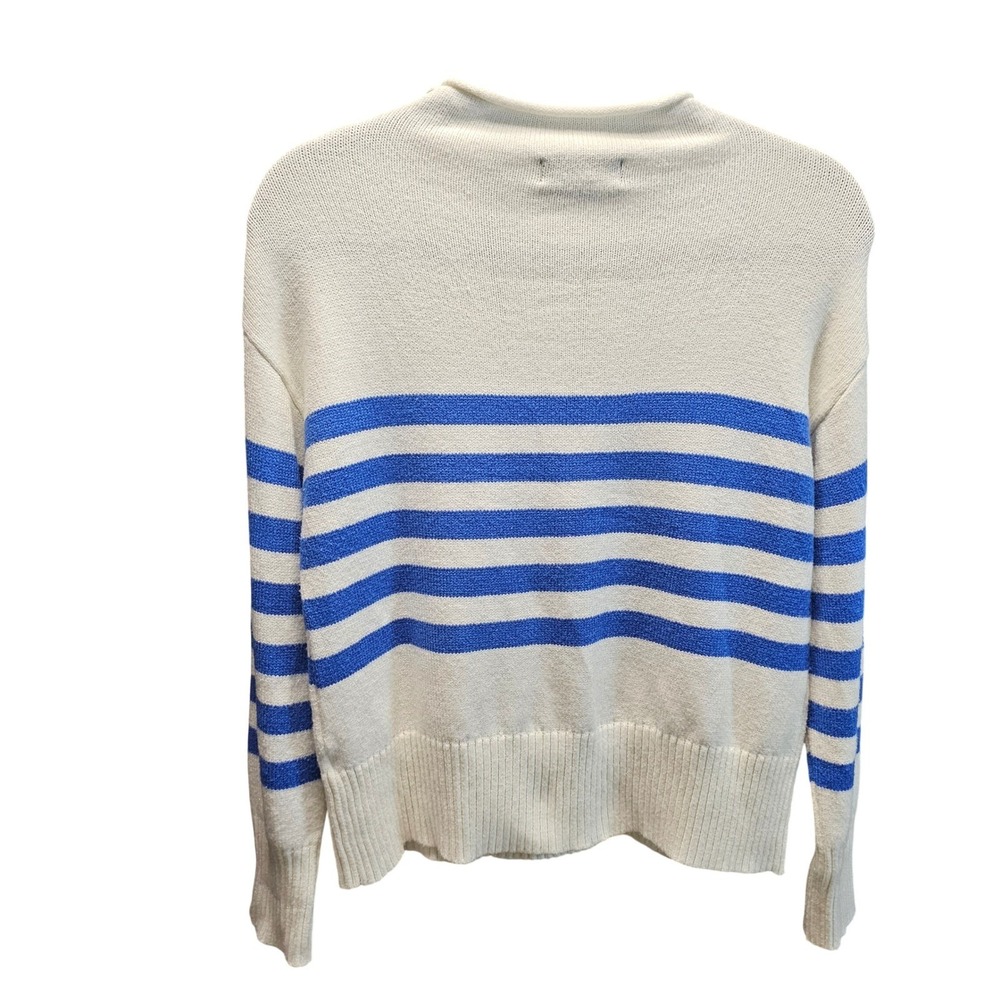 Truth by Republic Womens XS Blue White Striped Mock Neck Nautical Sweater - Picture 3 of 7